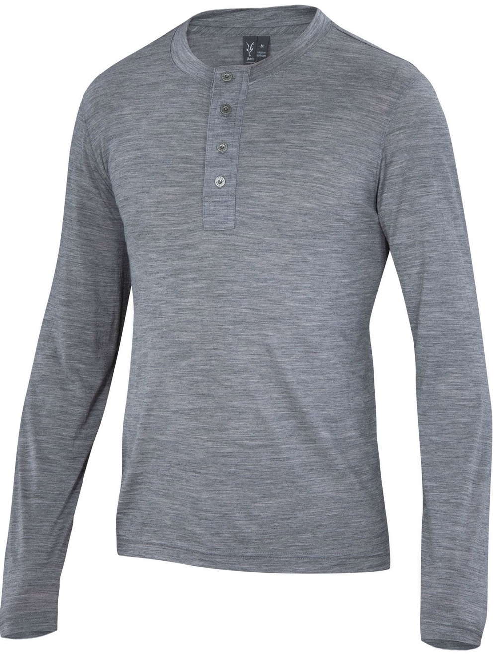 IBEX Men's OD Merino Wool Henley long sleeve Shirt size large in gray
